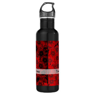 Bouteille D'eau Motif floral rouge foncé