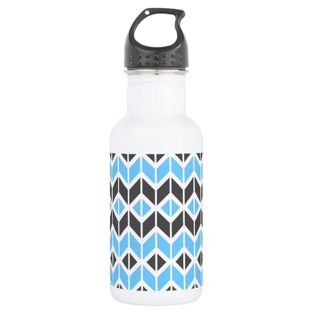Bouteille D'eau Motif géométrique gris bleu moderne (Devant)