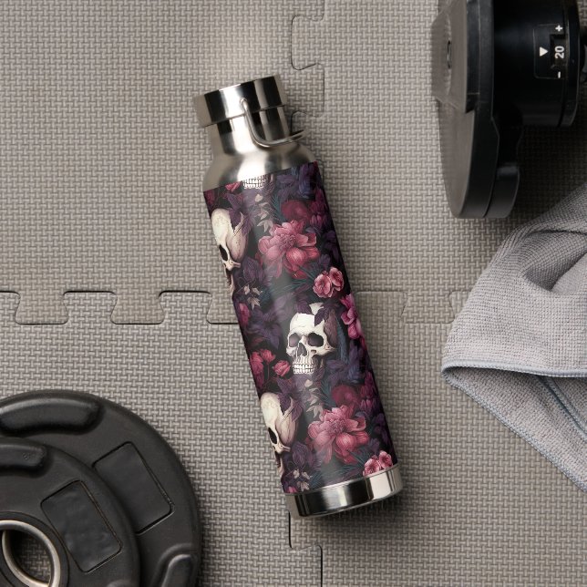 Bouteille D'eau Motif moderne gothique crâne rose (Couvercle)