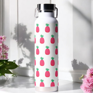 Bouteille d'eau Motif rose blanc ananas