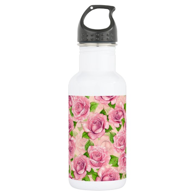 Bouteille D'eau Motif rose d'aquarelle rose (Devant)