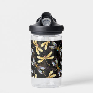 Bouteille D'eau Motif sans couture avec libellules d'or