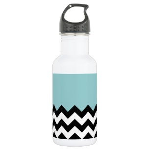 Bouteille D'eau Motif Zigzag Noir et Blanc, Chevron, Bleu