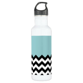Bouteille D'eau Motif Zigzag noir et blanc, Chevron, Bleu