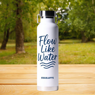Bouteille D'eau Motivation citation bleu coulée comme de l'eau yog