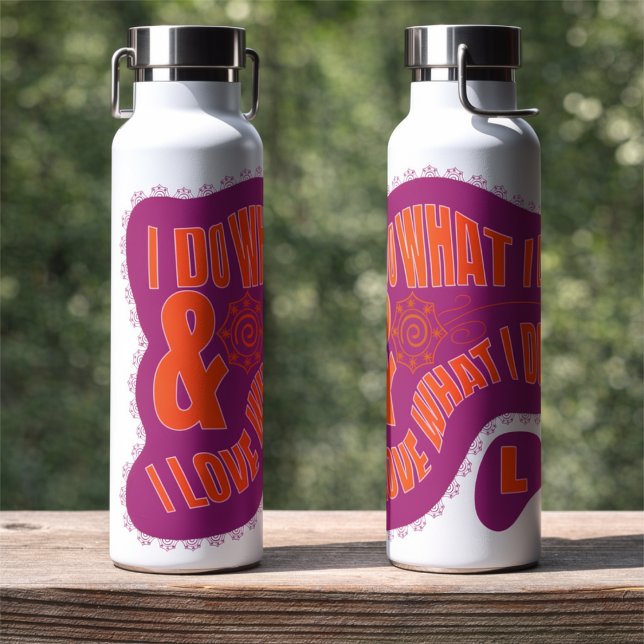 Bouteille D'eau Motivational Purple Orange Retro Star Style  (Bold purple & orange personal statement bottle is perfect for sharing your thoughts. Custom initial)