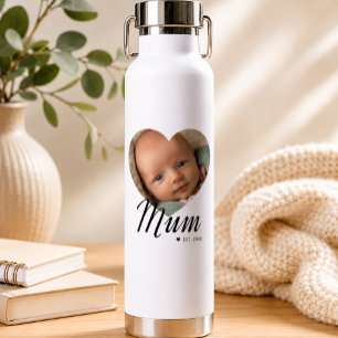 Bouteille D'eau Mum a établi un script cœur photo blanc isolé