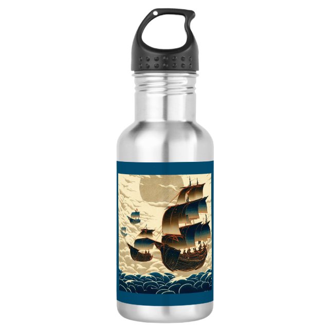 Bouteille D'eau Navires Aériens Au-Dessus Des Nuages - Bois 2 (Devant)