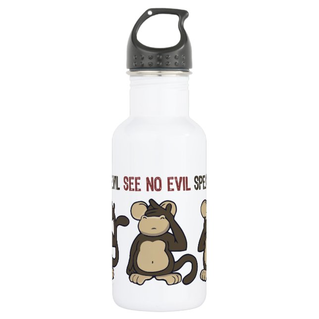 Bouteille D'eau N'entendez aucun singe de mal - nouveau (Devant)