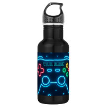 Bouteille d'eau Neon Gamer - Nom personnalisé