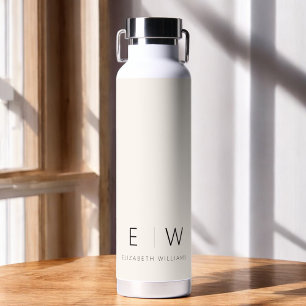 Bouteille D'eau Neutre Élégant Moderne Minimaliste Nom Monogramme