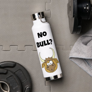 Bouteille D'eau No Bull Drôle Cartoon Brown Cow Head Art