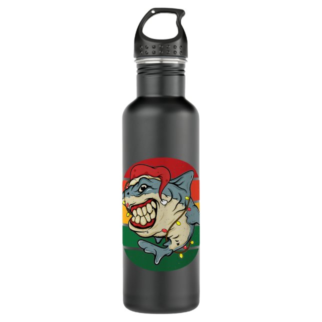 Bouteille D'eau Noël du requin Noël Retro Joyeux Noël (Devant)