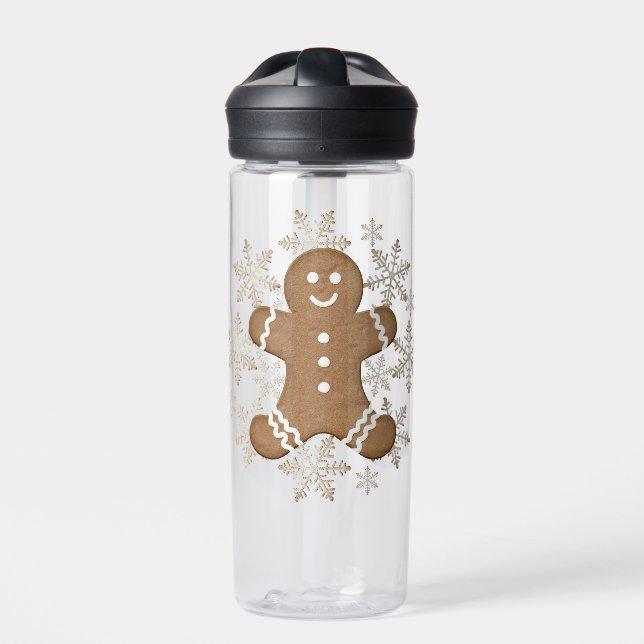 Bouteille D'eau Noël Gingerbread Homme et Snowflakes (Extérieur)