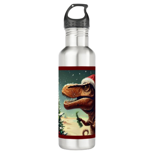 Bouteille D'eau Noël T-Rex 4 (Devant)