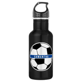 Bouteille D'eau Noir Blanc & Bleu Football Football Sport Monogram