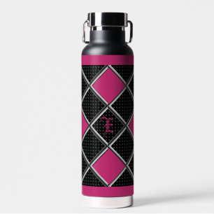 Bouteille D'eau Noir Blanc Hot rose Elegant Diamond Argile