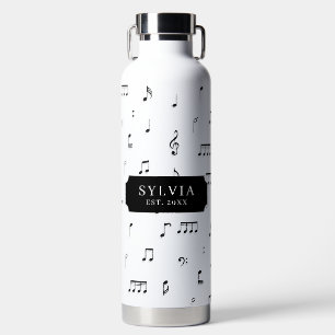 Bouteille D'eau Noir & blanc Notes musicales Symbole Nom du Motif