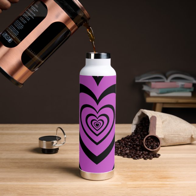 Bouteille D'eau Noir violet Hypnotique Motif d'amour du coeur (Gym)