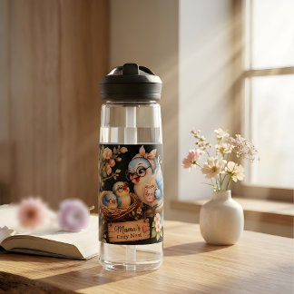 Bouteille d'eau noire "Le nid douillet de maman"