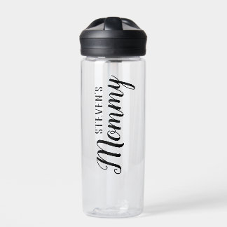 Bouteille d'eau noire personnalisée maman