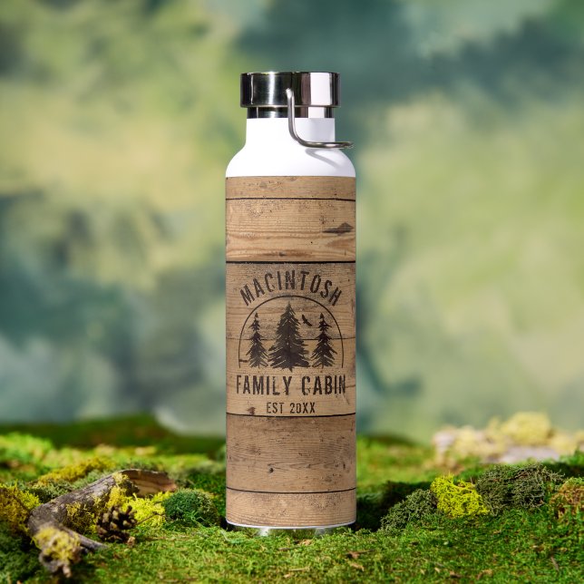 Bouteille D'eau Nom de famille Cabine Rustic Bois Plank Forêts Arb (Extérieur)