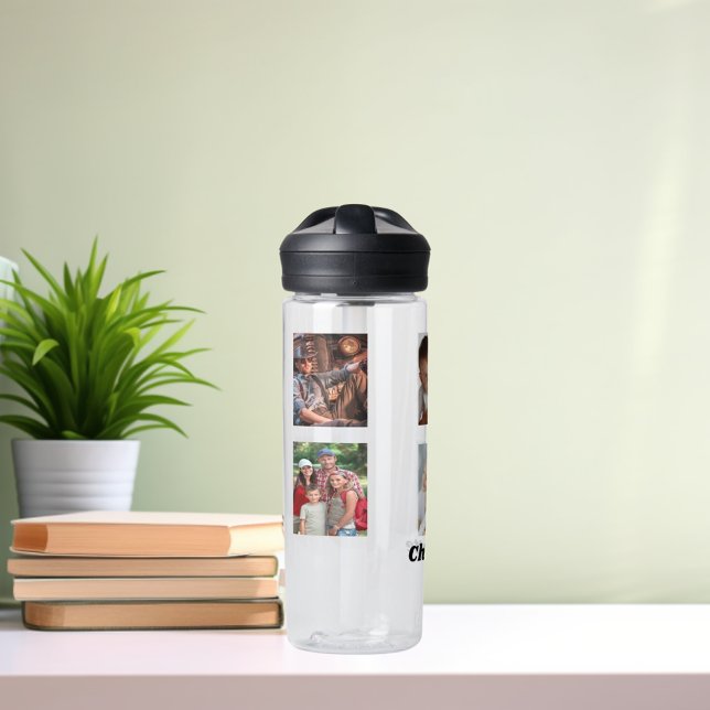 Bouteille D'eau Nom de famille du collage photo (Créateur téléchargé)