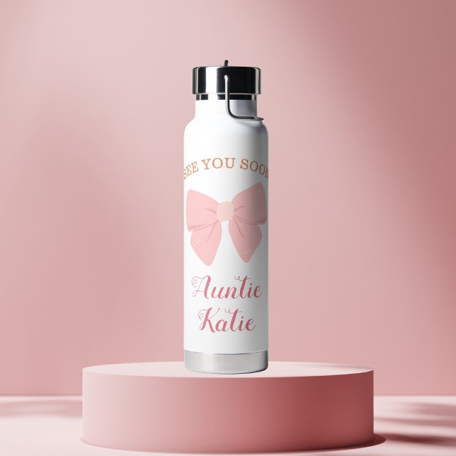 Bouteille D'eau Nom de la petite fille personnalisée Bow rose (Créateur téléchargé)