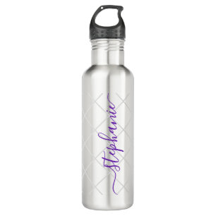 Bouteille D'eau Nom de script personnalisé sport violet