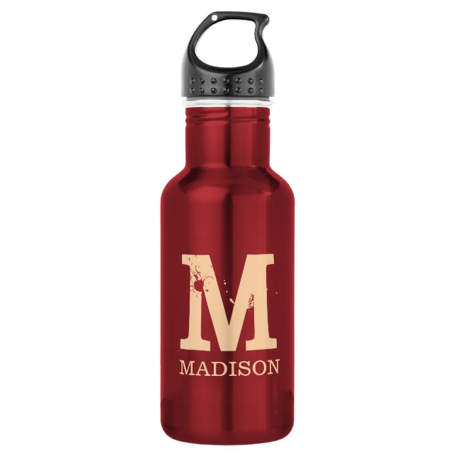 Bouteille D'eau Nom des initiales du monogramme personnalisé  (Devant)