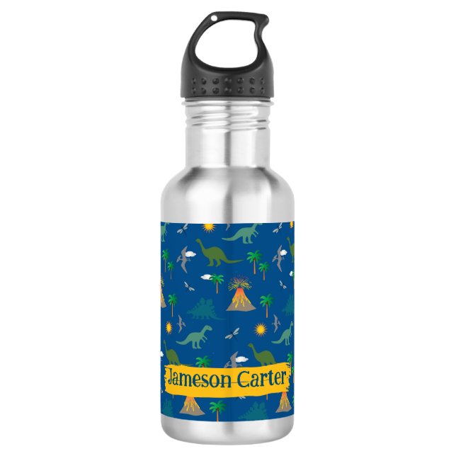 Bouteille D'eau Nom des Plantes Motifs de la faune du dinosaure bl (Devant)