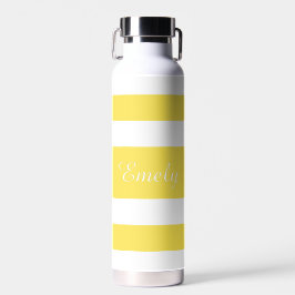 Bouteille D'eau Nom des rayures jaunes modernes