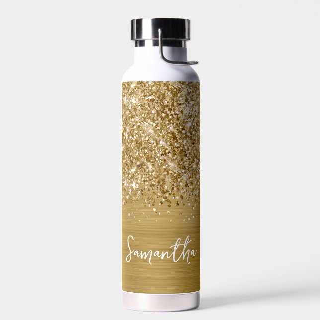 Bouteille D'eau Nom du glamour doré Glittery (Gauche)