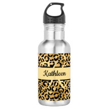 Nom du monogramme Léopard d'or noir Cheetah Imprim