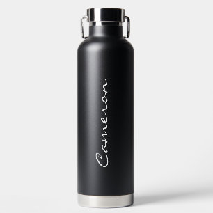 Bouteille D'eau Nom du monogramme noir blanc Personnalisé