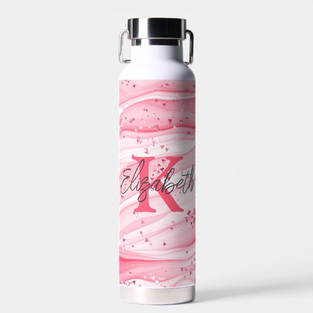 Bouteille D'eau Nom du monogramme Parties scintillant initiale ros (Avant)