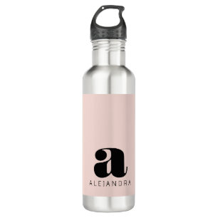 Bouteille D'eau Nom du monogramme rose gras moderne