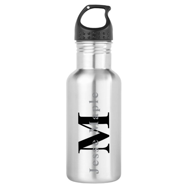Bouteille D'eau Nom et monogramme | Dark Gray (Devant)