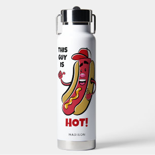 Bouteille D'eau Nom et texte personnalisés Hot Dog