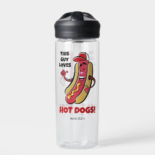 Bouteille D'eau Nom et texte personnalisés Hot Dog