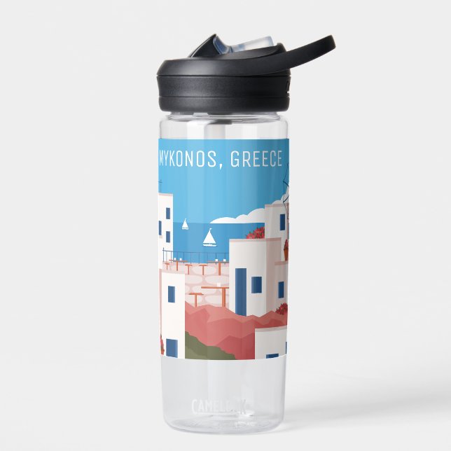 Bouteille D'eau Nom et texte personnalisés Mykonos Grèce (Gauche)