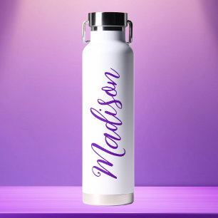 Bouteille D'eau Nom mauve tendance Script manuscrit personnalisé
