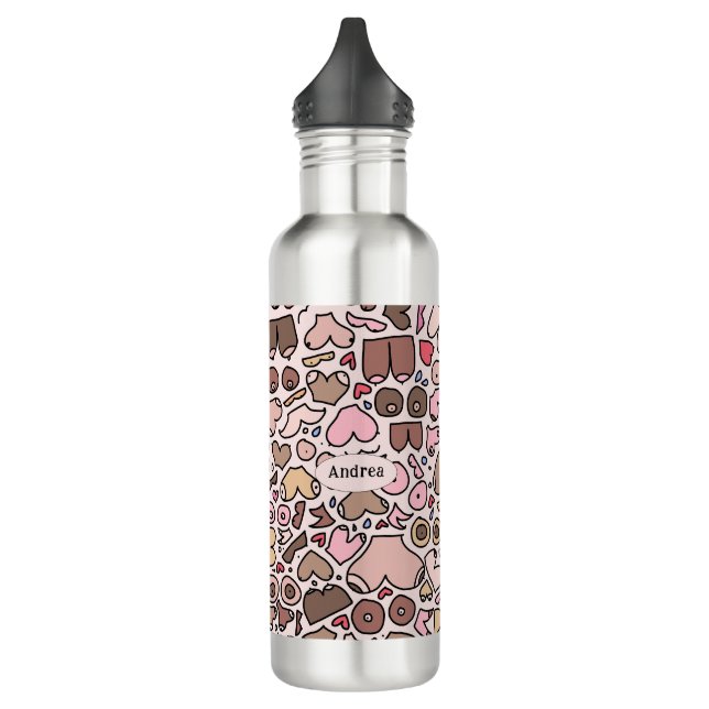 Bouteille D'eau Nom motif mammaire neutre (Gauche)