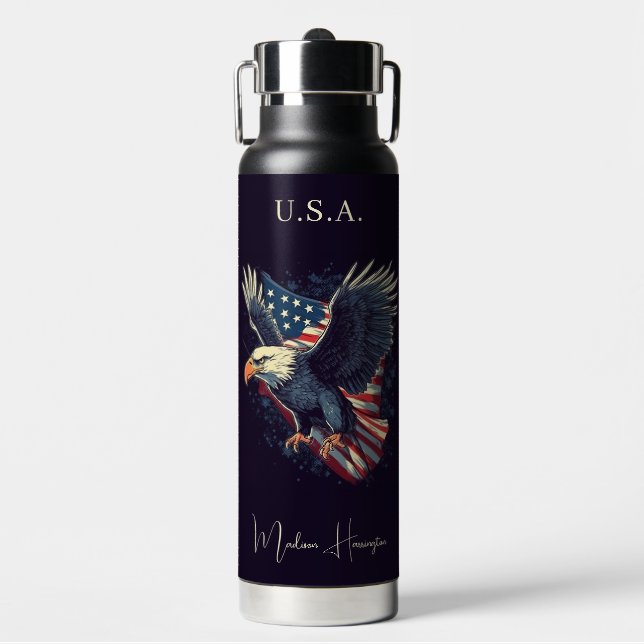 Bouteille D'eau Nom personnalisé Aigle américaine (Salle de sport)