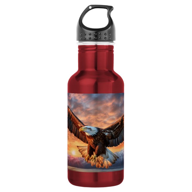Bouteille D'eau Nom personnalisé Aigle américaine (Devant)