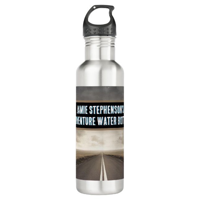 Bouteille D'eau Nom personnalisé aventure randonnée à vélo (Devant)