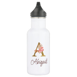 Bouteille D'eau Nom personnalisé Blush Rose Gold Foncé Lettre A