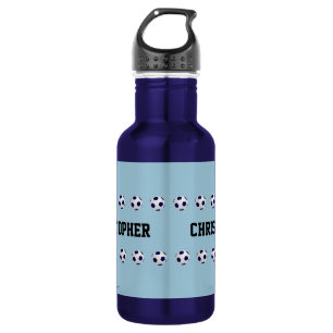 Bouteille D'eau Nom personnalisé, Boules de soccer, Bleu