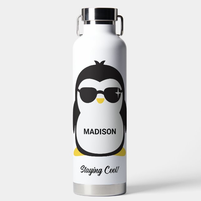Bouteille D'eau Nom personnalisé Cool Penguin (Avant)