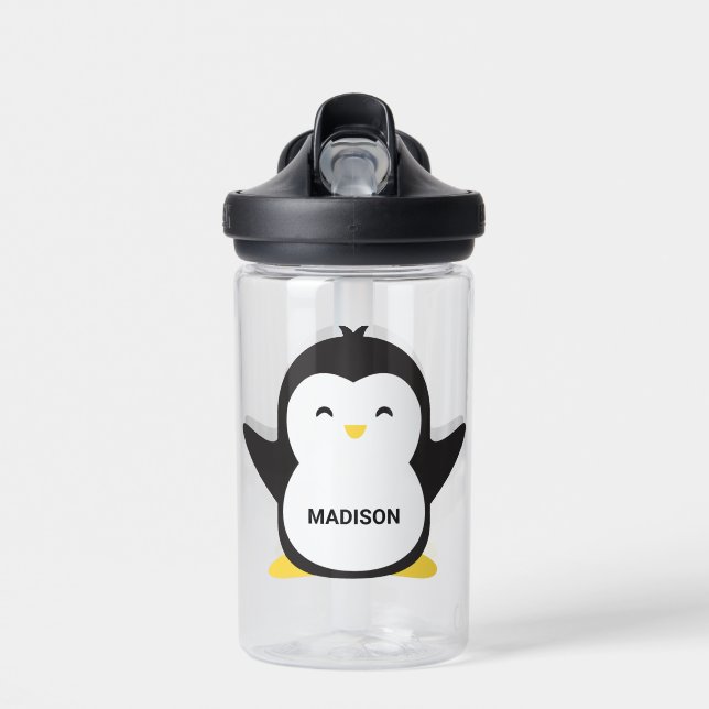 Bouteille D'eau Nom personnalisé Cute Penguin (Avant)